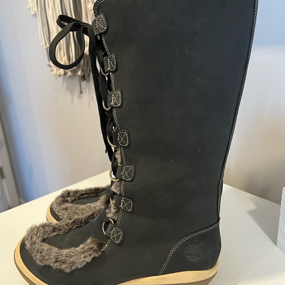 TIMBERLAND KICKADILLA Suede Leather Faux Fur Lace up boots. Size 8M - Picture 2 of 14